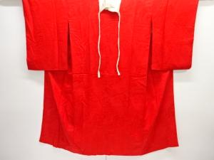 アンティーク　綸子 鼓に鶴・扇模様織り出し長襦袢